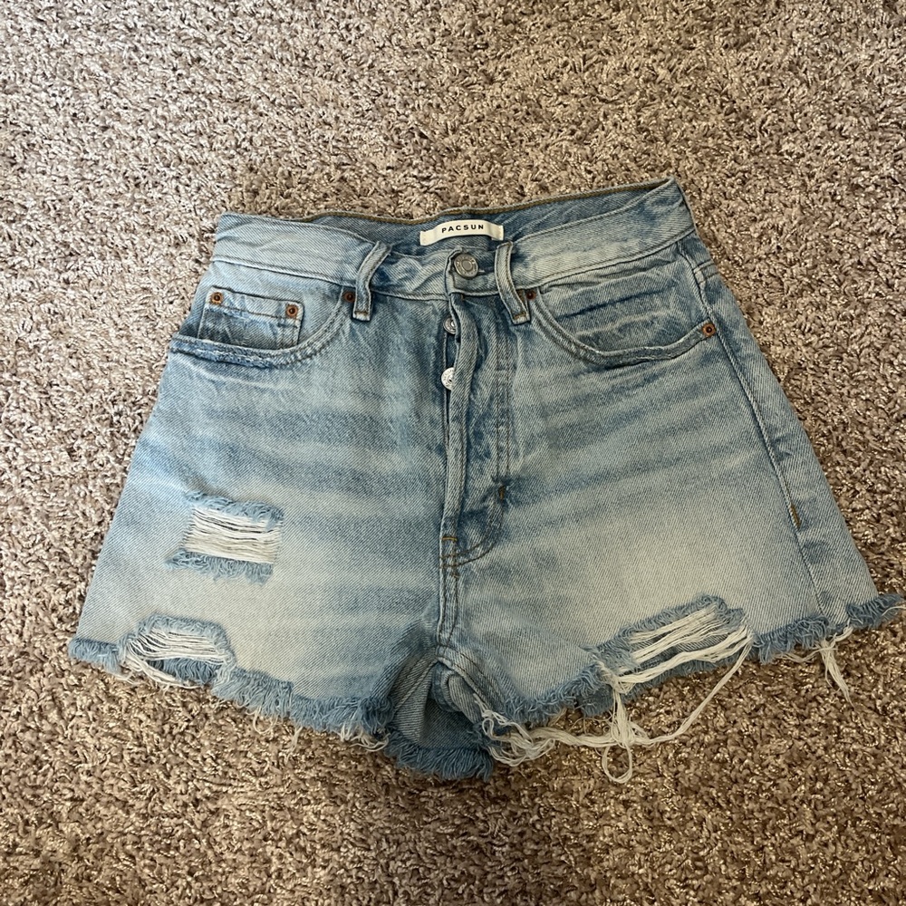 PacSun Faded Blue Ripped Jean Shorts